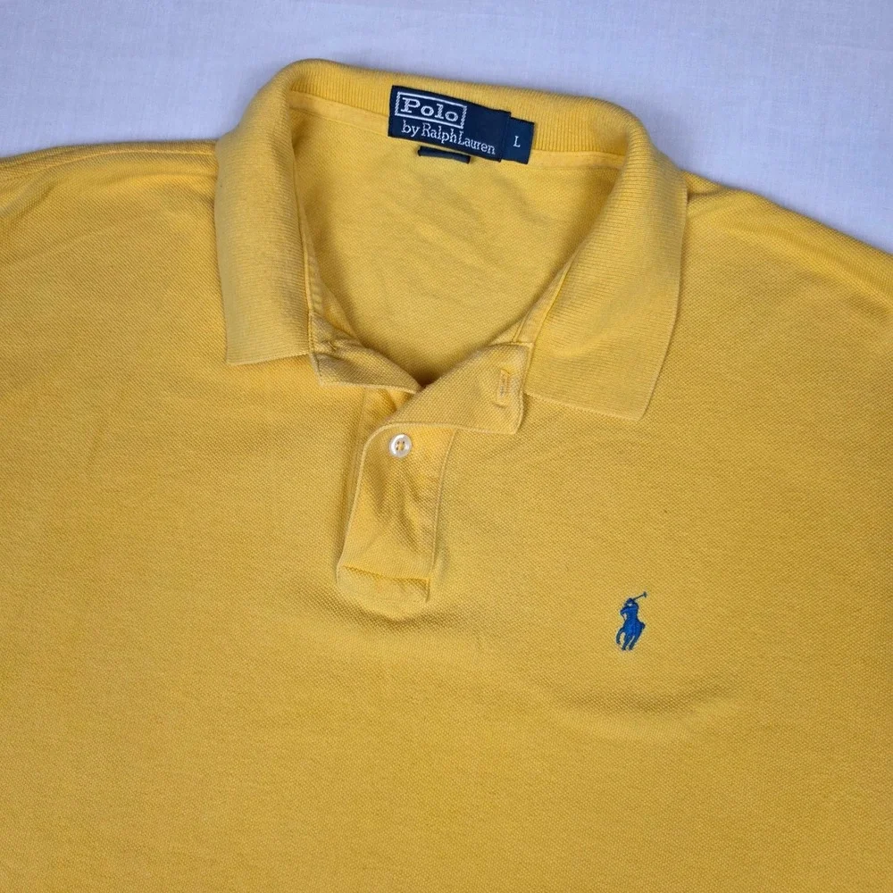 Polo Ralph Lauren Polo Shirt Mens Large Yellow Excellent Short Sleeve Cotton